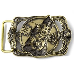 Belt buckle Steampunk Wolf, Solid brass sculptural victorian art wolf belt buckl