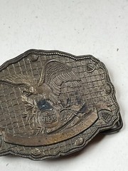 Large NFL Crest w American Eagle Antique Goldtone Metal Belt Buckle – 3.75 x