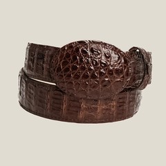 Genuine Exotic Alligator Caiman Belly Western Belt with Removable Buckle – Brown