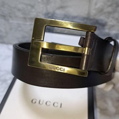 GUCCI Pre-Owned Leather Belt Gold Hardware Brown