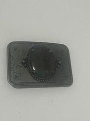 Vtg. Metal Belt Buckle With Centerstone 3 1/4 In. X 2 1/4 In. Fits 1 1/2 In.