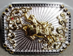 BULL RIDING COWBOY Western Belt Buckle Hebilla Vaquera Con Toro