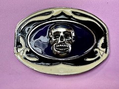 Cream & Purple Colors Skull Motorcycle Biker Large Oversized Belt Buckle