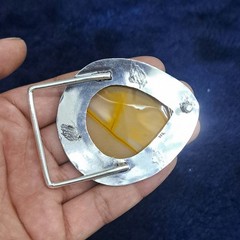 Belt Buckle For Men Silver Plated Handmade Mookite Jasper Western Cowboy Buckle