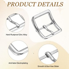 4Pcs Single Prong Belt Buckle 1&Prime; ID Curved Bow Buckle for Belt, Silver