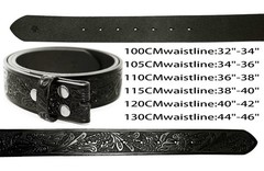GURANSE Cowboy Belts 105CM(waistline:34&Prime;-36&Prime;), Acanthus Prayer Silver