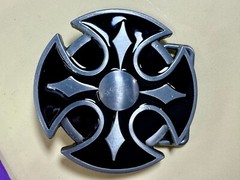 Maltese Celtic Iron Cross Religious Black Enamel Cutout Gothic Punk Belt Buckle