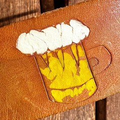 Vintage 1970s Schlitz Beer San Francisco Tooled Leather Belt with Buckle OOAK