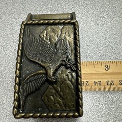 Vintage Brass Eagle Belt Buckle Western Cowboy Americana Mountain Design