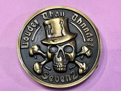 Louder Than Thunder Seven 2 Skull Head Hat Crossbones Gothic Punk Belt Buckle