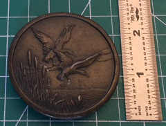 Vintage 1976 Indiana Metal Craft Brass Ducks/Geese in Flight Belt Buckle