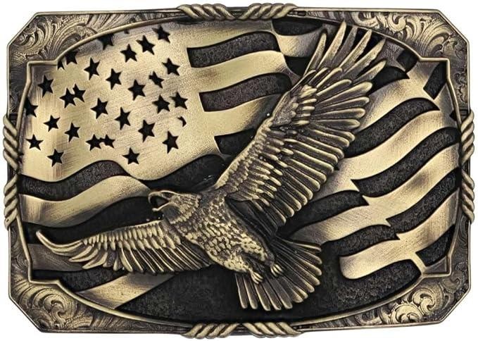 Montana Silversmiths Attitude Forever Free Eagle Flag Western Belt Buckle