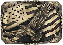 Montana Silversmiths Attitude Forever Free Eagle Flag Western Belt Buckle