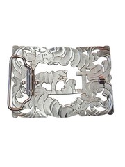 Christian Cowboy Belt Buckle For Man 4 1/4&Prime;x3 1/8&Prime; Silver Tone/Gold