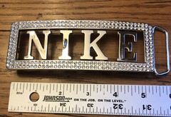 Nike Spellout Belt Buckle Silver With Bling