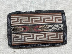 vintage NATIVE AMERICAN belt buckle SOUTHWESTERN indian print STITCHED leather