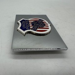 Union Pacific The Overland Route Chrome Mirror Belt Buckle Railroad