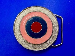 Bulls Eye Round Multi-Color Enameled Target Style Pink Blue Belt Buckle