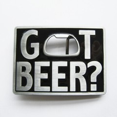 Got Beer? Beer Bottle Opener Rectangle Western Black Metal Novelty Belt Buckle