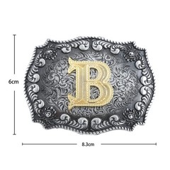 Western Cowboy Rodeo Belt Buckle for Men & Women, Alphabet Initials A-Z, Stylish