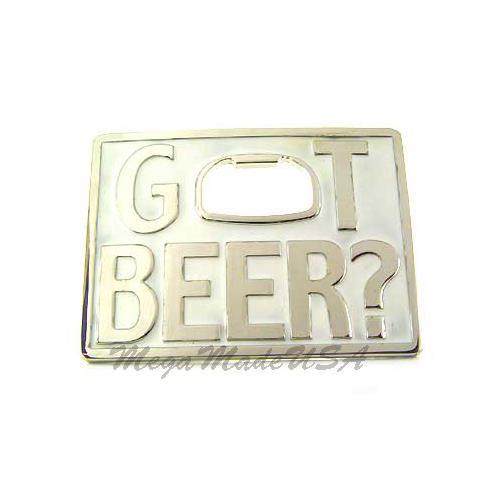 Got Beer Bottle Opener White & Silver Enamel Metal Men Fashion Belt Buckle