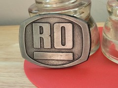 Vintage RO Belt Buckle Silver Pewter Look
