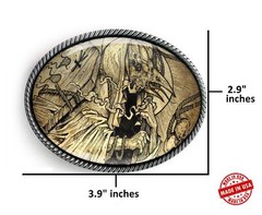 Esoteric Raven Belt Buckle – Ancient Occult Crow Art Handmade Silver Buckle -719
