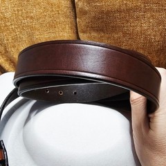 Elegant Dark Brown Leather Belt with Silver Buckle