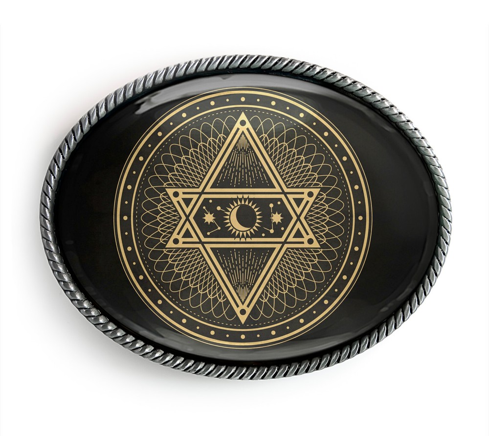 Tarot Pentagram Belt Buckle – Moon Sun and Stars Magic Symbol Belt Buckle – 614