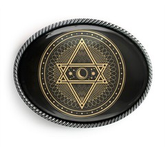 Tarot Pentagram Belt Buckle – Moon Sun and Stars Magic Symbol Belt Buckle – 614