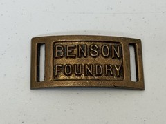 Vintage Brass Belt Buckle- Benson Foundry Advertising Solid Cast Metal