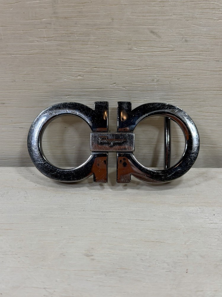 Ferragamo Gancini Silver Double Ring Belt Buckle Made in Italy Buckle Only
