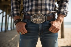 Men Silver Color Metal Belt Buckle Deer Nature Western Rodeo Fashion Accessory