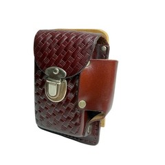 Vintage Genuine Leather Phone Holster Case Basket Weave Brown Made in USA