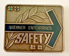Werner Enterprises Safety Award belt buckle Emerald Sapphire Gemstones AS IS