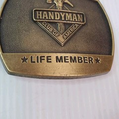 1996 Belt Buckle Handyman Club Of America Life Member Hammer Vintage