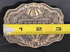 VTG Belt Buckle TERRY Brass Patina Boho Cowboy Large 3&Prime; Rustic OdenUSA Dad Gift