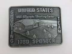 US Olympic Shooting Team Official Sponsor Belt Buckle 1989