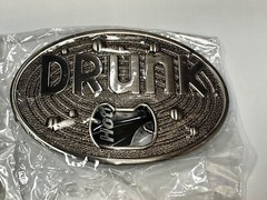 DRUNK Bottle Opener and Large Novelty Statement Stainless Steel Belt Buckle