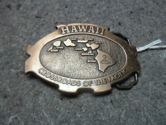 HAWAII CROSSROADS OF THE PACIFIC Metal Belt Buckle In Good Condition