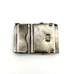 Vintage 90s Silver-tone Metal Flame Skull Military Slide Buckle for 1.5&Prime;Web Belt