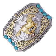 Cowboy Style Belt Buckle for Men Western Buckles with Horse and Turquoise Vin…
