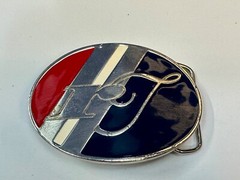 RF RT Company Logo? Vintage Red White & Blue Oval Vintage Belt Buckle