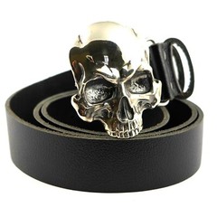 Skull belt buckle, Human skull german silver belt buckle Jolly Roger
