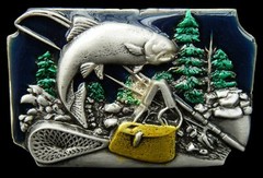 Fish Fishing Pole Bait Trout River Boat Belt Buckle Buckles