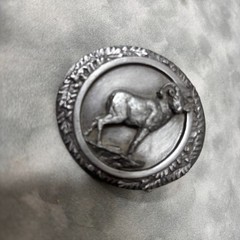 1985 Bergamot Brass Works Bighorn Sheep Belt Buckle-USA-Brass