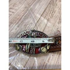 Vintage 1983 Siskiyou Square Dancing Belt Buckle with Tooled Leather Belt Brown