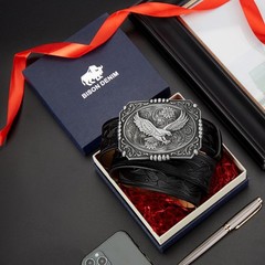 BISON DENIM Men&rsquo;s Western cowboy belt 41&Prime;-43&Prime;, Nk0064a-ds050-1bm-black