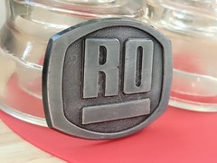 Vintage RO Belt Buckle Silver Pewter Look