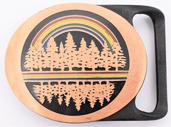 Tech Ether Guild « Echo » Solid Brass Vintage 1970s Hippie Belt Buckle